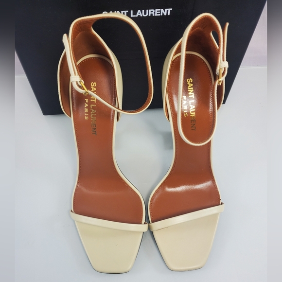 NWT$1,500 Saint Laurent YSL Opyum 110mm Logo High Heels Leather Sandal Sz 8.5 - Picture 13 of 16